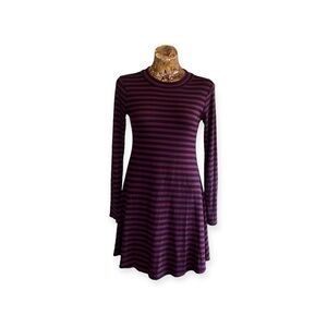 LUSH dress red blue striped medium long sleeve